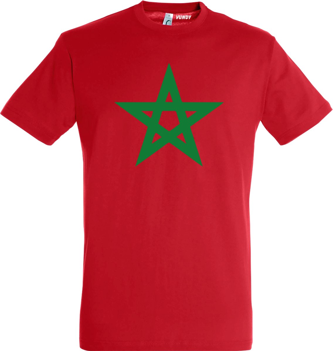 T-shirt Ster Marokko Groot | Rood Marokko Shirt | WK 2022 Voetbal | Morocco Supporter | Rood | maat L